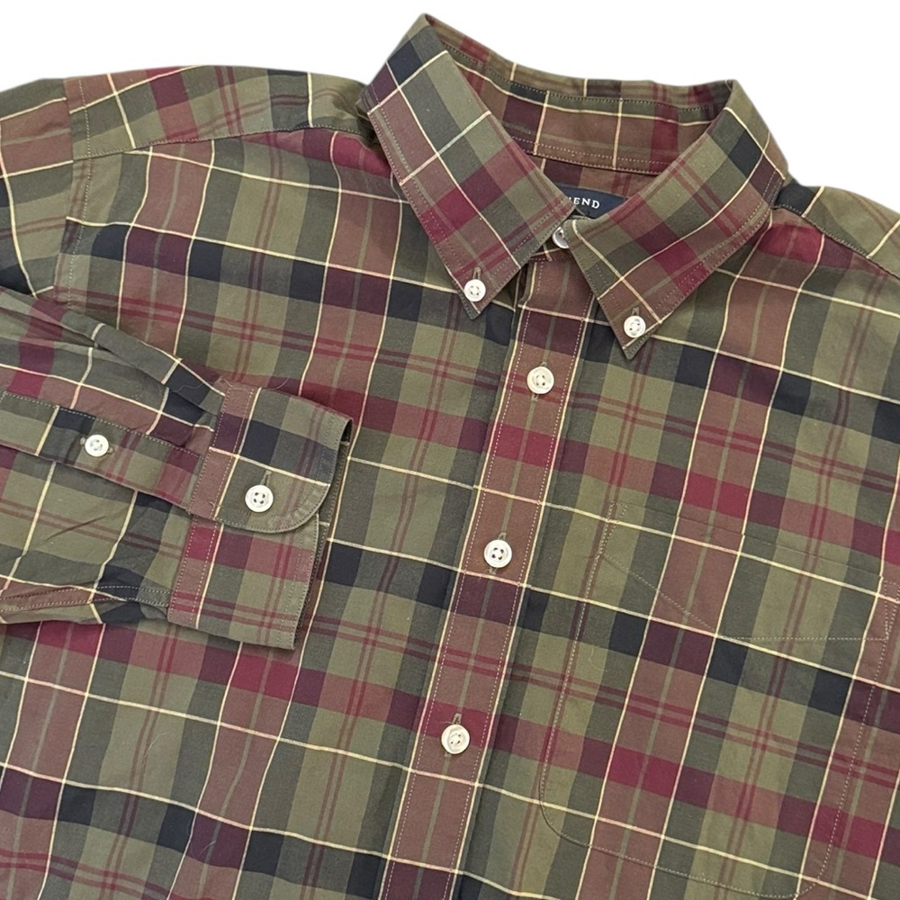 Vintage Lands’ End Plaid Button Down Shirt Boys 16 Mens Small Fit Preppy Cotton - Picture 5 of 14